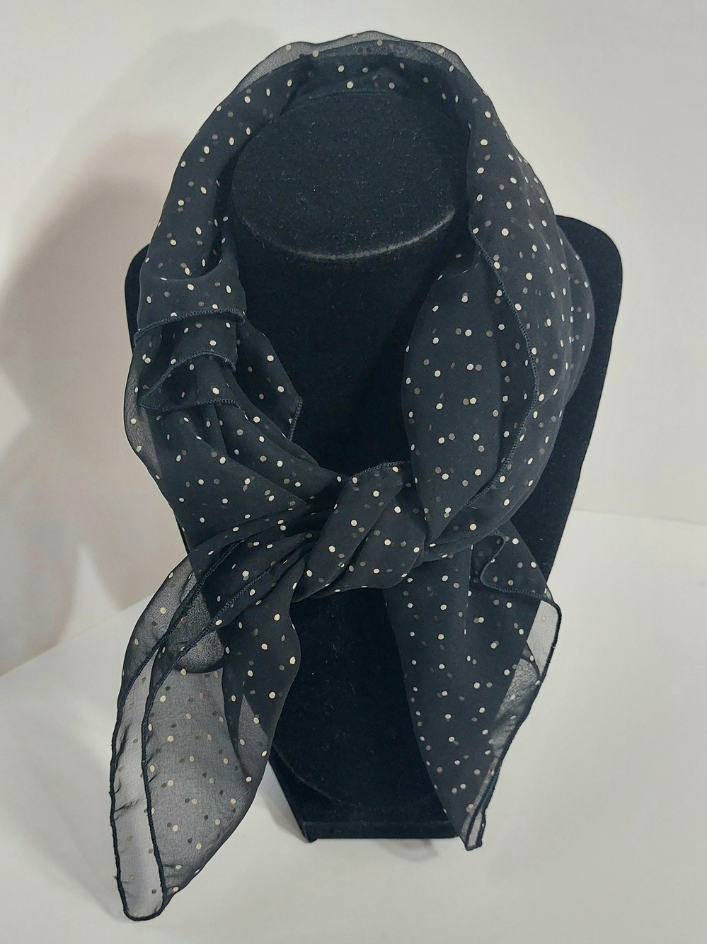 Black Polka Dot Sheer Scarf - Fall Womens Accessories